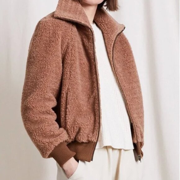 Apiece Apart Amager Teddy Bomber Wool Blend Zip Brown Jacket Size XS - Picture 1 of 8